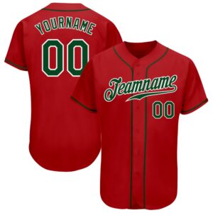Red Green-White Authentic Baseball Jersey, Custom Baseball…