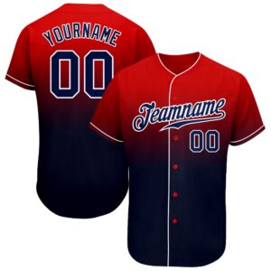 Red Navy-White Authentic Fade Fashion Baseball Jersey,…