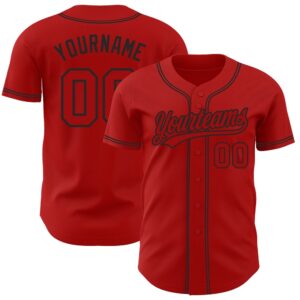 Red Red-Black Authentic Baseball Jersey, Custom Baseball&hellip;