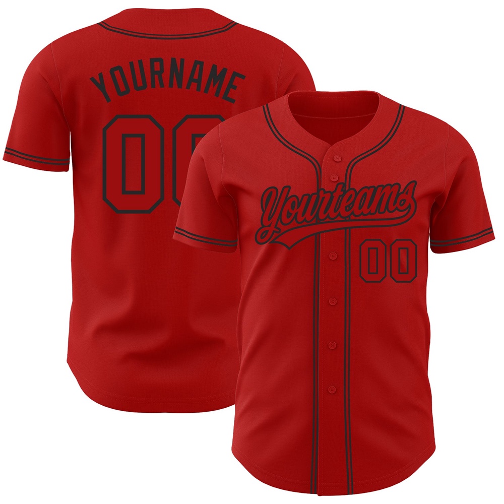 Red Red-Black Authentic Baseball Jersey, Custom Baseball Jersey, Personalized Sport Jersey Red Red-Black Authentic Baseball Jersey, Custom Baseball Jersey, Personalized Sport Jersey
