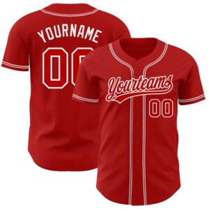 Red Red-White Authentic Baseball Jersey, Custom Baseball…