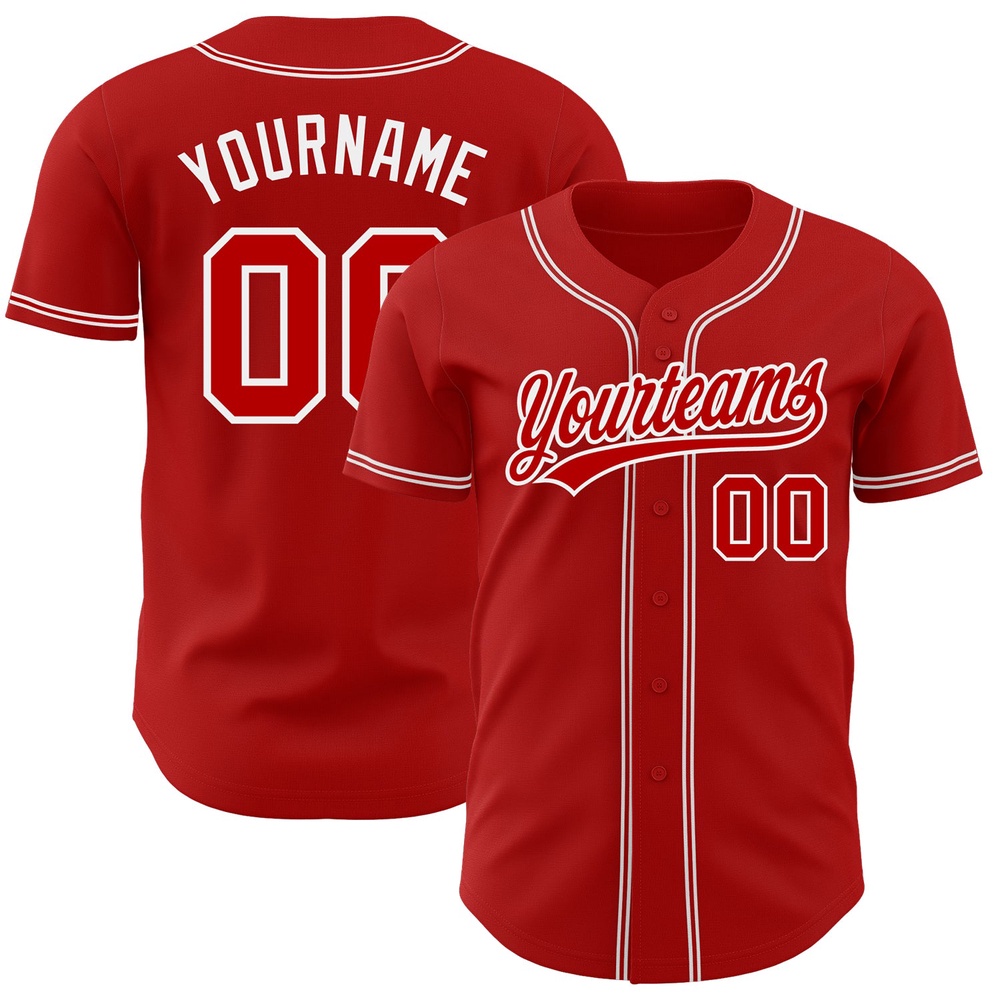 Red Red-White Authentic Baseball Jersey, Custom Baseball Jersey, Personalized Sport Jersey Red Red-White Authentic Baseball Jersey, Custom Baseball Jersey, Personalized Sport Jersey
