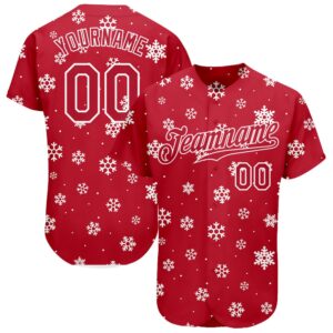 Red Red-White Christmas 3D Authentic Baseball Jersey,…