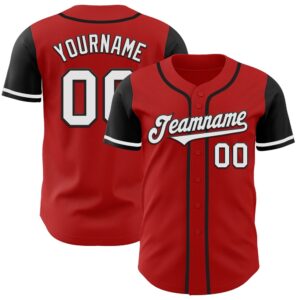 Red White-Black Authentic Two Tone Baseball Jersey,…