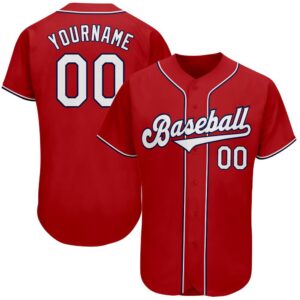 Red White-Navy Authentic Baseball Jersey, Custom Baseball…