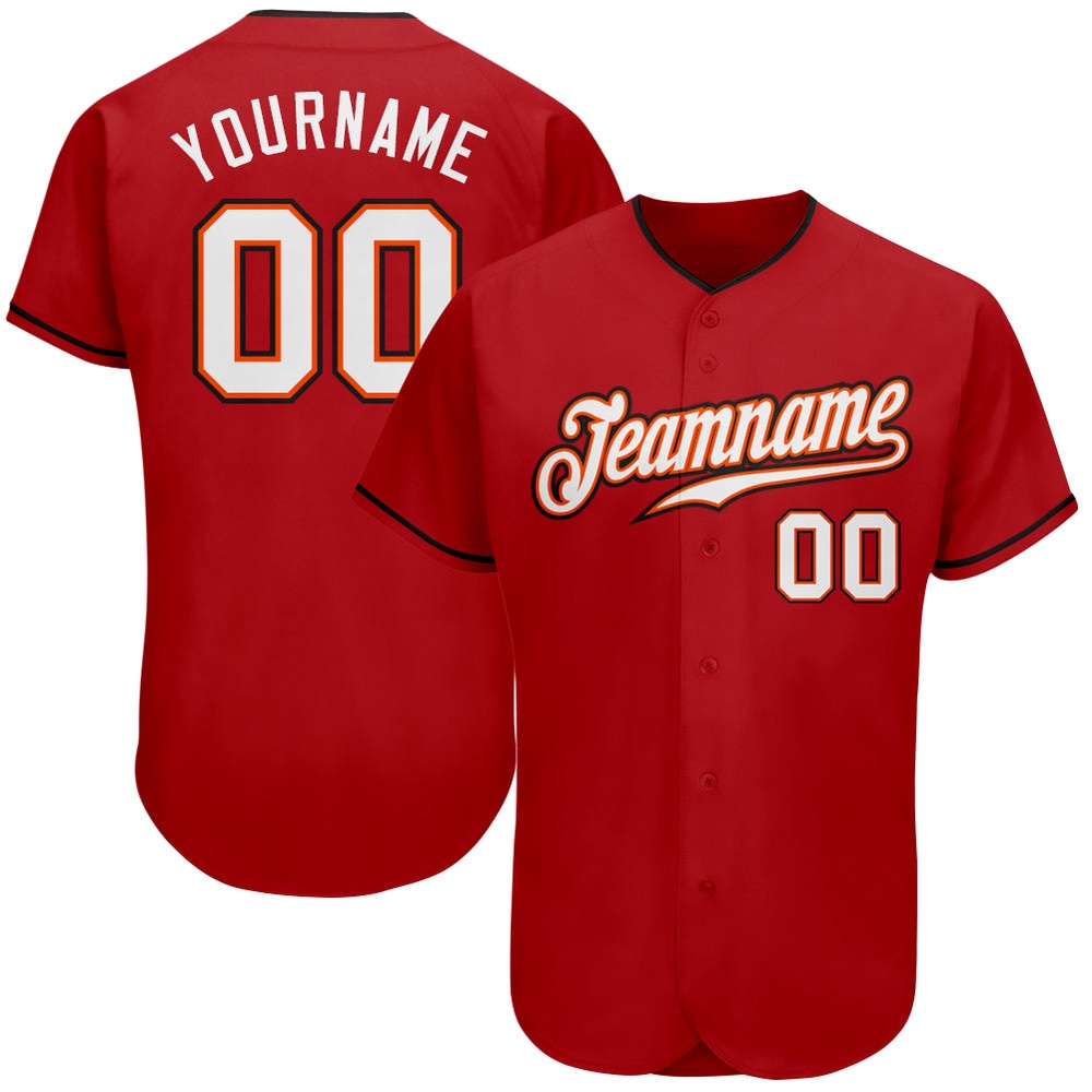 Red White-Orange Authentic Baseball Jersey, Custom Baseball Jersey, Personalized Sport Jersey Red White-Orange Authentic Baseball Jersey, Custom Baseball Jersey, Personalized Sport Jersey
