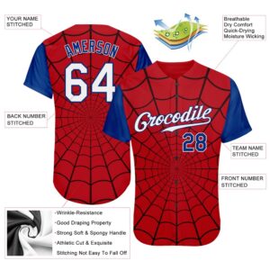 Red White Royal 3D Pattern Design Spider Web Authentic Baseball Jersey Custom Baseball Jersey Personalized Sport Jersey 2 d4vmnx.jpg