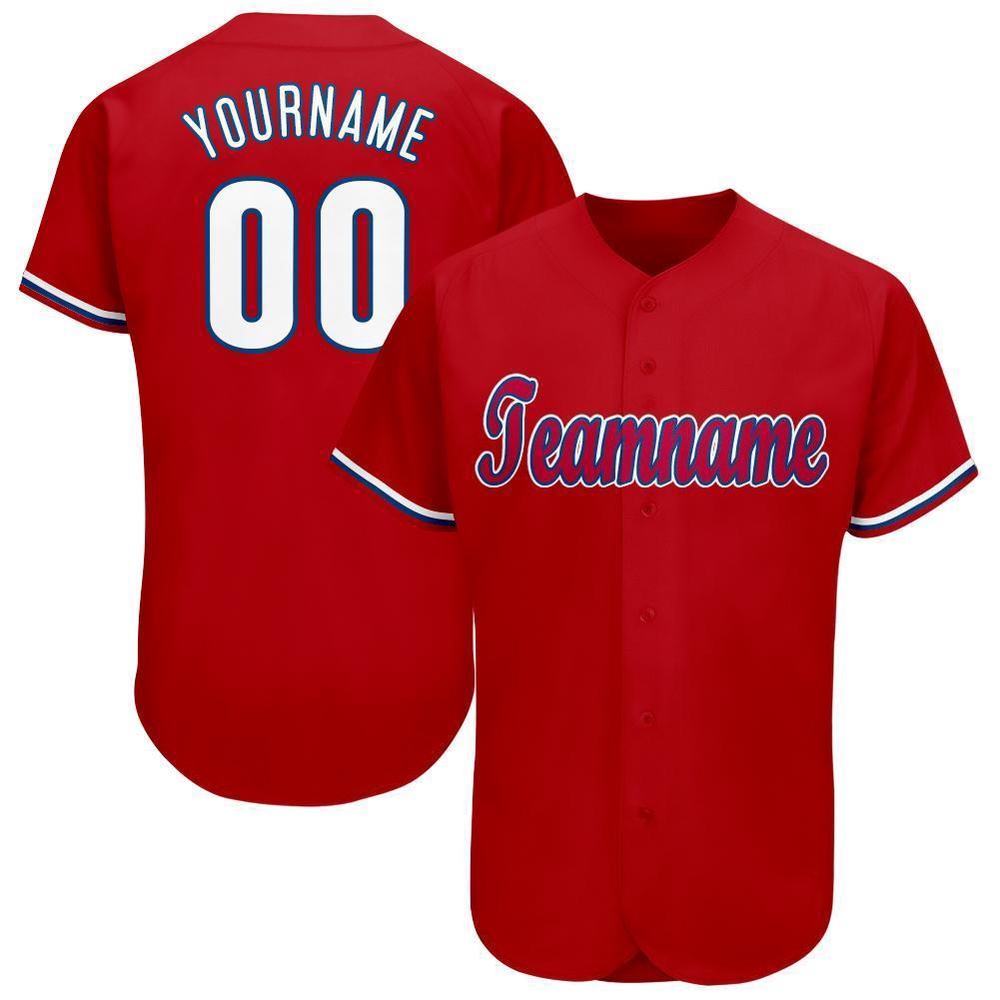 Red White-Royal Baseball Jersey, Custom Baseball Jersey, Personalized Sport Jersey Red White-Royal Baseball Jersey, Custom Baseball Jersey, Personalized Sport Jersey