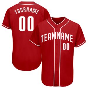 Red White Authentic Baseball Jersey, Custom Baseball…