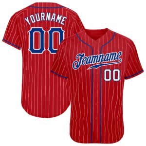 Red White Pinstripe Royal-White Authentic Baseball Jersey,…