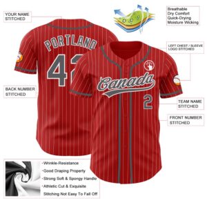 Red White Pinstripe Steel Gray Authentic Baseball Jersey Custom Baseball Jersey Personalized Sport Jersey 2 zdcrqk.jpg