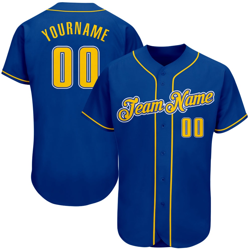 Royal Gold-White Authentic Baseball Jersey, Custom Baseball Jersey, Personalized Sport Jersey Royal Gold-White Authentic Baseball Jersey, Custom Baseball Jersey, Personalized Sport Jersey