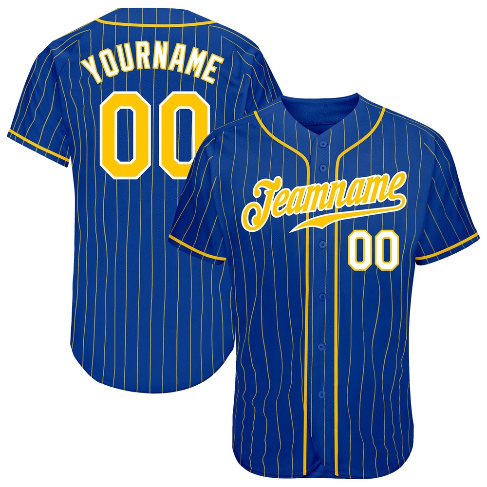 Royal Gold Pinstripe Gold-White Authentic Baseball Jersey, Custom Baseball Jersey, Personalized Sport Jersey