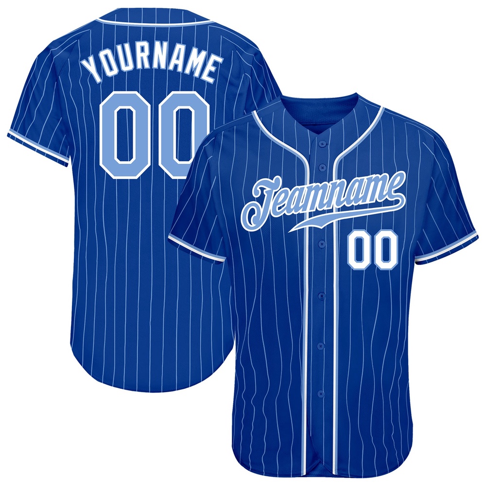 Royal Light Blue Pinstripe Light Blue-White Authentic Baseball Jersey, Custom Baseball Jersey, Personalized Sport Jersey Royal Light Blue Pinstripe Light Blue-White Authentic Baseball Jersey, Custom Baseball Jersey, Personalized Sport Jersey