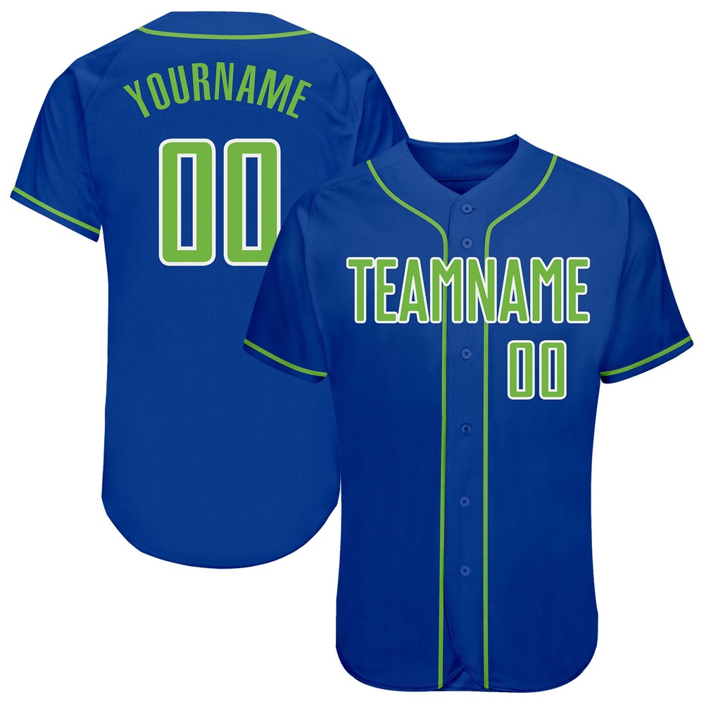 Royal Neon Green-White Authentic Baseball Jersey, Custom Baseball Jersey, Personalized Sport Jersey Royal Neon Green-White Authentic Baseball Jersey, Custom Baseball Jersey, Personalized Sport Jersey