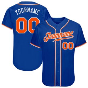 Royal Orange-White Authentic Baseball Jersey, Custom Baseball…