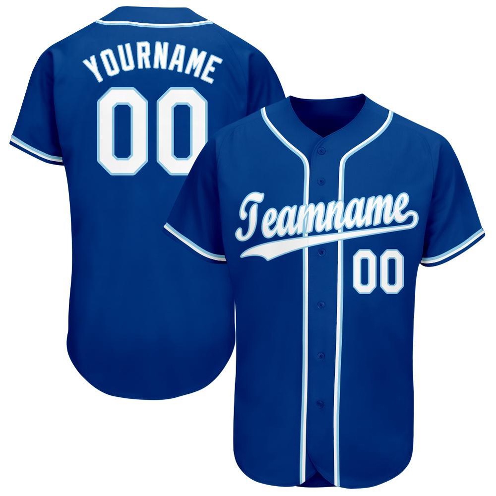 Royal White-Light Blue Baseball Jersey, Custom Baseball Jersey, Personalized Sport Jersey Royal White-Light Blue Baseball Jersey, Custom Baseball Jersey, Personalized Sport Jersey