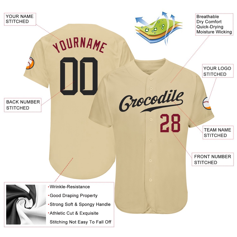 Sand Black-Crimson Authentic Baseball Jersey, Custom Baseball Jersey, Personalized Sport Jersey Sand Black-Crimson Authentic Baseball Jersey, Custom Baseball Jersey, Personalized Sport Jersey