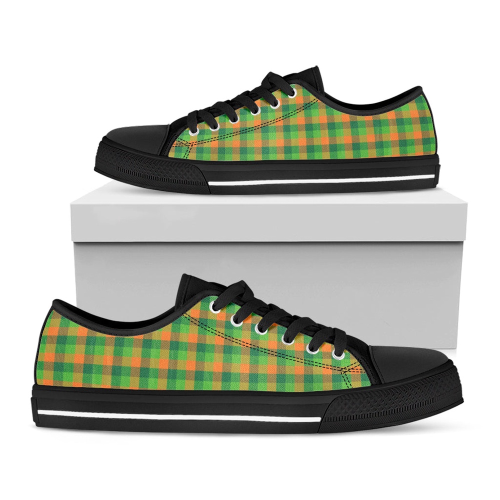 Shamrock Plaid St. Patrick’s Day Print Black Low Top Shoes, St Patricks Day Low Top, St Patrick Day Sneaker