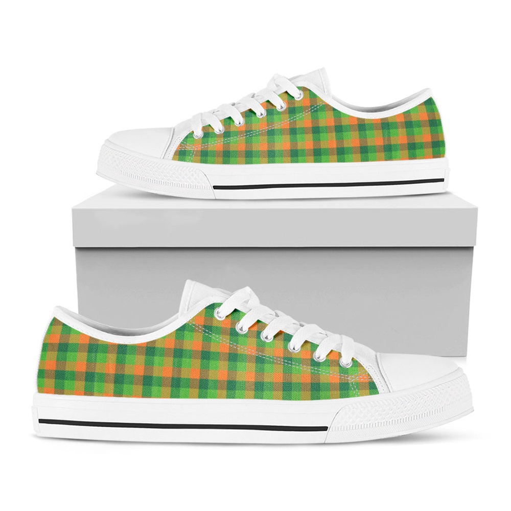 Shamrock Plaid St. Patrick’s Day Print White Low Top Shoes, St Patricks Day Low Top, St Patrick Day Sneaker