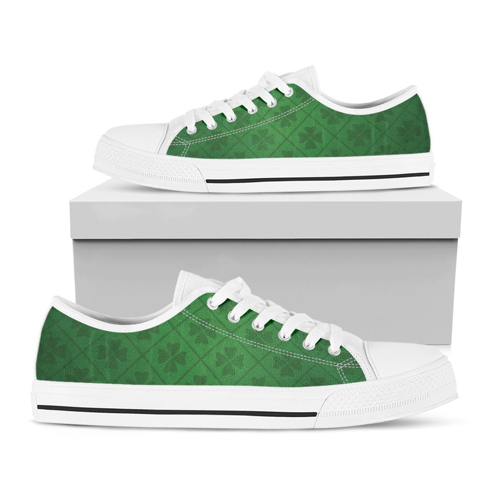 Shamrock St. Patrick’s Day Pattern Print White Low Top Shoes, St Patricks Day Low Top, St Patrick Day Sneaker Shamrock St. Patrick’s Day Pattern Print White Low Top Shoes, St Patricks Day Low Top, St Patrick Day Sneaker