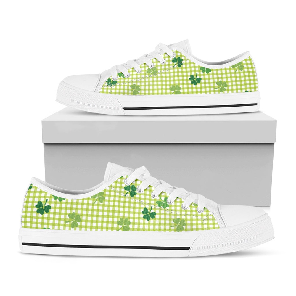 St. Patrick’s Day Buffalo Plaid Print White Low Top Shoes, St Patricks Day Low Top, St Patrick Day Sneaker St. Patrick’s Day Buffalo Plaid Print White Low Top Shoes, St Patricks Day Low Top, St Patrick Day Sneaker
