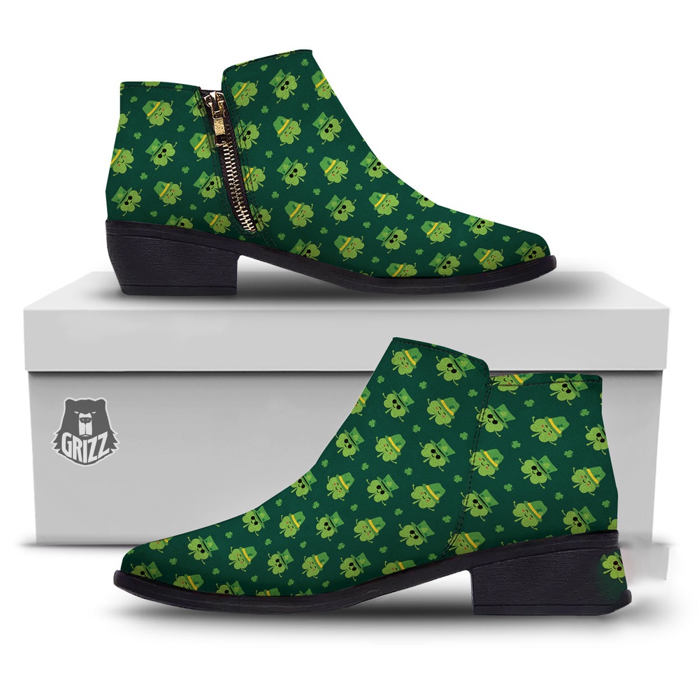 St. Patrick’s Day Cute Print Pattern Ankle Boots, St Patricks Day Boots, St Patricks Day Shoes