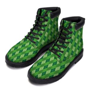 St. Patrick’s Day Green Plaid Print Boots,…