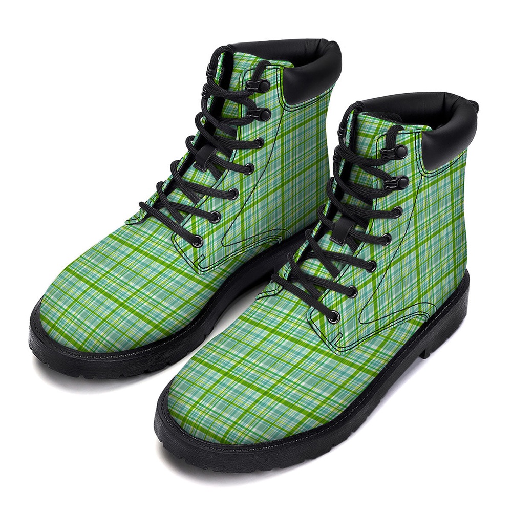 St. Patrick’s Day Irish Plaid Print Boots, St Patricks Day Boots, St Patricks Day Shoes