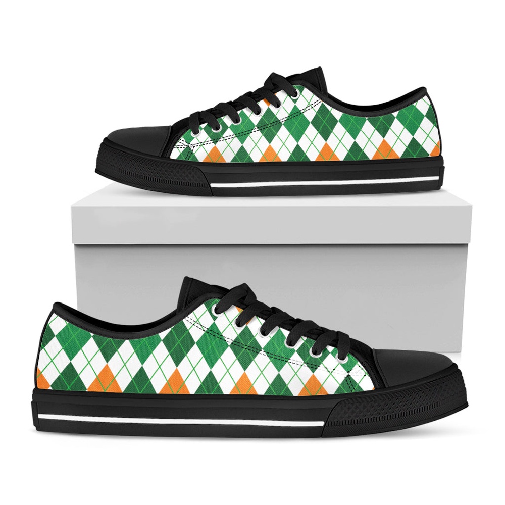 St Patrick’s Day Argyle Pattern Print Black Low Top Shoes, St Patricks Day Low Top, St Patrick Day Sneaker St Patrick’s Day Argyle Pattern Print Black Low Top Shoes, St Patricks Day Low Top, St Patrick Day Sneaker