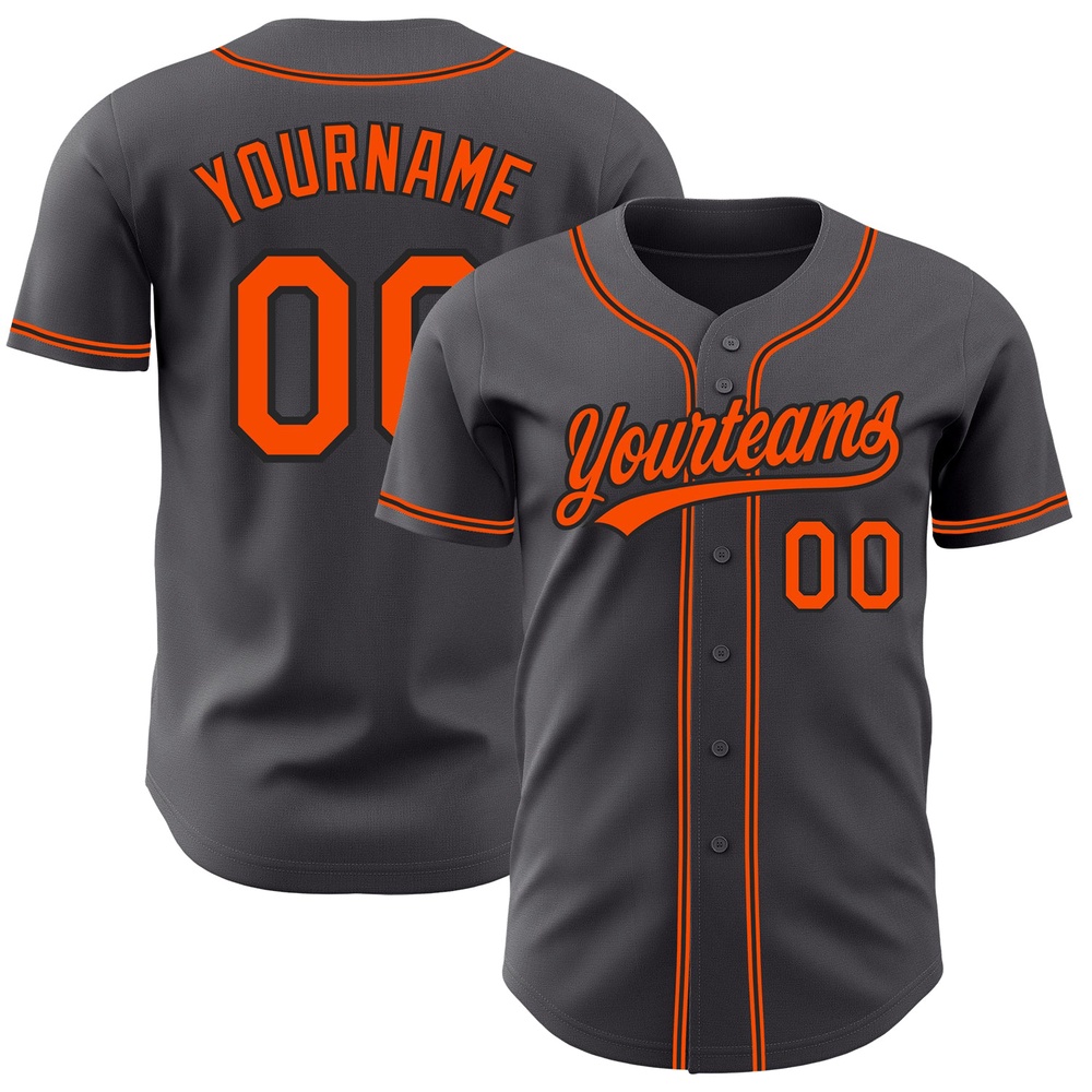 Steel Gray Orange-Black Authentic Baseball Jersey, Custom Baseball Jersey, Personalized Sport Jersey Steel Gray Orange-Black Authentic Baseball Jersey, Custom Baseball Jersey, Personalized Sport Jersey