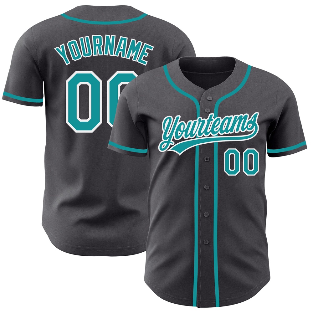Steel Gray Teal-White Authentic Baseball Jersey, Custom Baseball Jersey, Personalized Sport Jersey Steel Gray Teal-White Authentic Baseball Jersey, Custom Baseball Jersey, Personalized Sport Jersey