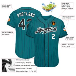 Teal Black Pinstripe Black White Authentic Baseball Jersey Custom Baseball Jersey Personalized Sport Jersey 2 mavkgd.jpg