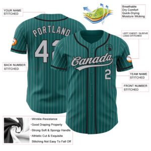 Teal Gray Pinstripe Black Authentic Baseball Jersey Custom Baseball Jersey Personalized Sport Jersey 2 xu2ssm.jpg