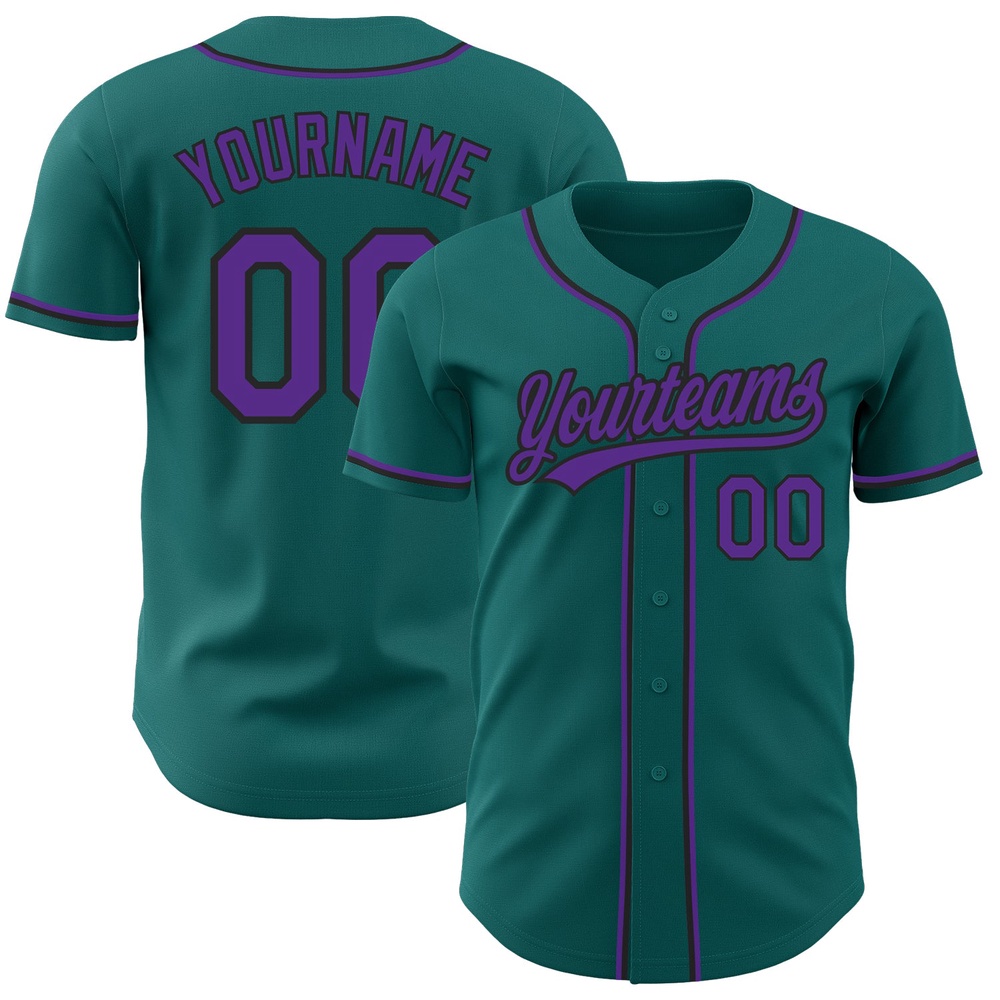 Teal Purple-Black Authentic Baseball Jersey, Custom Baseball Jersey, Personalized Sport Jersey Teal Purple-Black Authentic Baseball Jersey, Custom Baseball Jersey, Personalized Sport Jersey