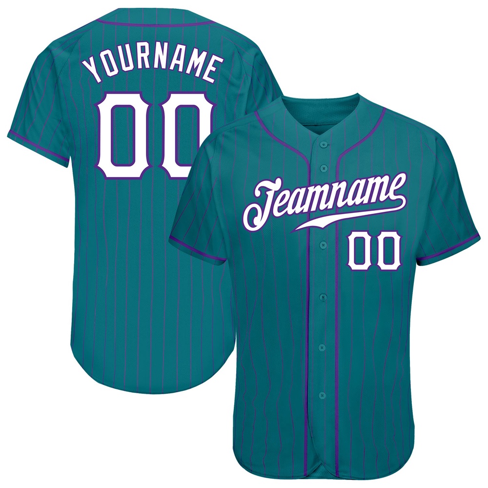 Teal Purple Pinstripe White-Purple Authentic Baseball Jersey, Custom Baseball Jersey, Personalized Sport Jersey Teal Purple Pinstripe White-Purple Authentic Baseball Jersey, Custom Baseball Jersey, Personalized Sport Jersey