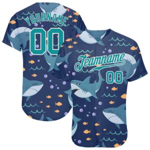 Teal Teal-White 3D Pattern Design Sharks Authentic…