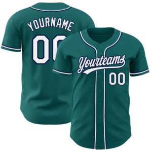 Teal White-Navy Authentic Baseball Jersey, Custom Baseball…