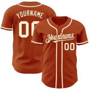 Texas Orange Cream Authentic Baseball Jersey, Custom…