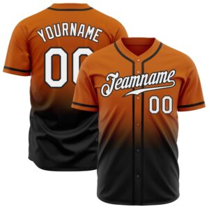 Texas Orange White-Black Authentic Fade Fashion Baseball…