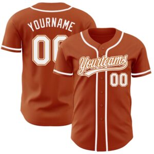 Texas Orange White Authentic Baseball Jersey, Custom…