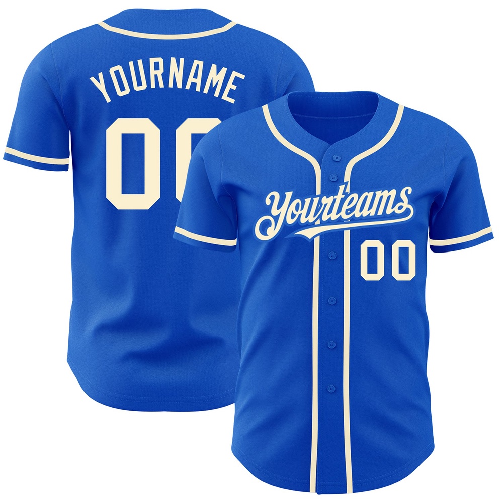 Thunder Blue Cream Authentic Baseball Jersey, Custom Baseball Jersey, Personalized Sport Jersey