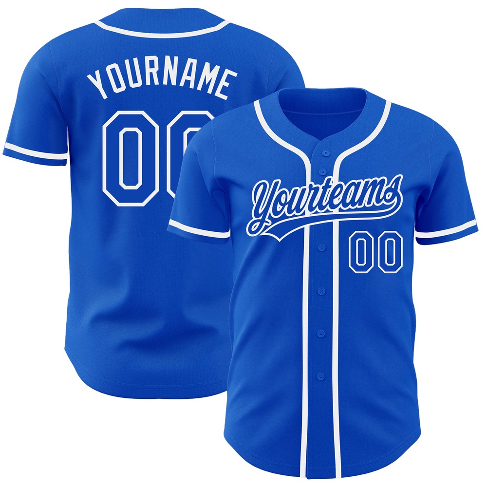Thunder Blue White Authentic Baseball Jersey, Custom Baseball Jersey, Personalized Sport Jersey