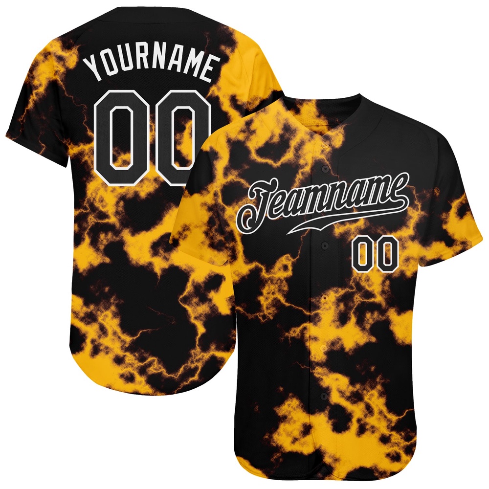 Tie Dye Black-White 3D Authentic Baseball Jersey, Custom Baseball Jersey, Personalized Sport Jersey