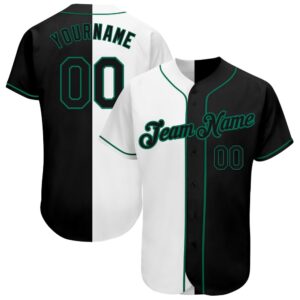 White-Black Kelly Green Authentic Split Fashion Baseball…