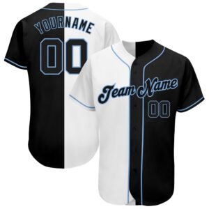White-Black Light Blue Authentic Split Fashion Baseball…