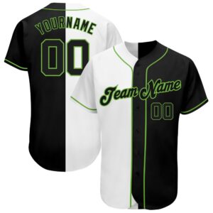White-Black Neon Green Authentic Split Fashion Baseball…
