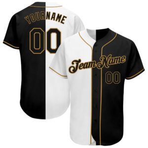 White-Black Old Gold Authentic Split Fashion Baseball…