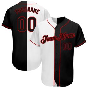White-Black Red Authentic Split Fashion Baseball Jersey,…