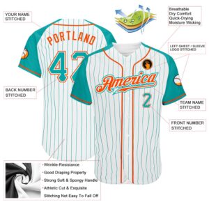 White Aqua Pinstripe Aqua Orange Authentic Raglan Sleeves Baseball Jersey Custom Baseball Jersey Personalized Sport Jersey 2 uddrzf.jpg